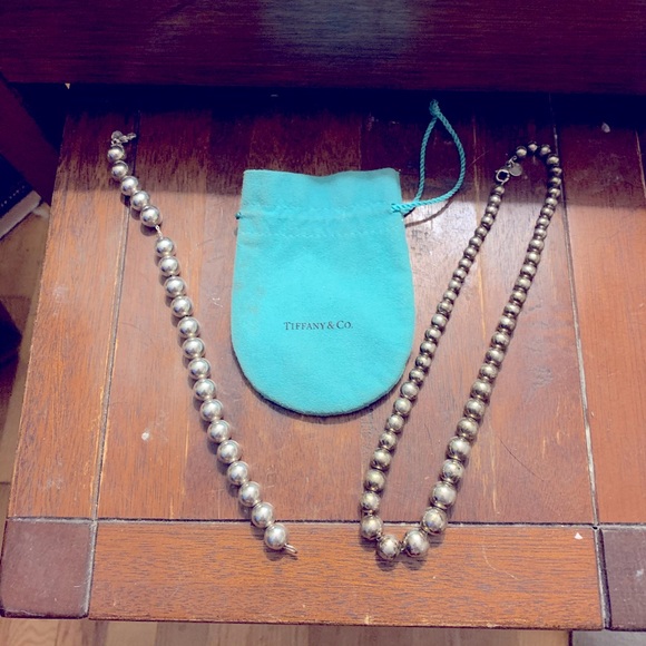 Tiffany & Co Silver beaded necklace and bracelet - Picture 1 of 4